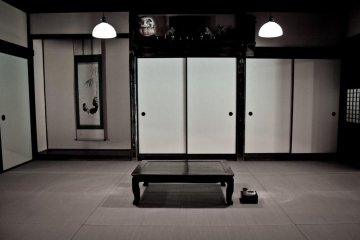 A tatami-matted living room inside one of the properties at the Edo Tokyo Museum