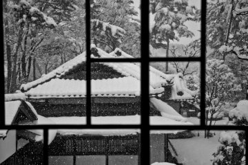 Looking from one property to another at the Edo Tokyo Museum