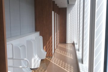 <p>panel penahan cahaya matahari di sisi timur, fungsional dan secara arsitektur menghadirkan efek bayangan yang artistik</p>