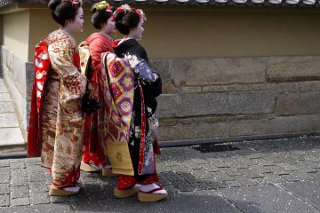 <p>Tiga maiko muda (saya tidak berpikir mereka adalah sungguhan)</p>