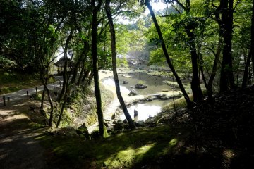 <p>As in many Japanese gardens, the pond here is allegedly shaped like the kanji for "heart"</p>