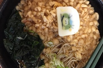 <p>As you get to Yunishigawa Onsen, at the station power up with some soba or udon. Looking around, you slowly realize that kappa monsters (Japanese folklore creatures that live in lakes and rivers) are THE thing here. They can be seen everywhere (when I say 'they', I mean their image); just like this fish cake with kappa on it.</p>