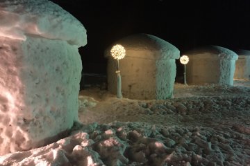 <p>After you are full (and you will be very full), go to your room and put on some warm clothes, because you are going out into the snow now. The hotel gave us a ride to the Kamakura&nbsp;Festival which was held in the neighborhood. &nbsp;</p>