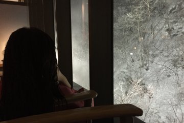 <p>After we got back to the hotel, there was one more round of soaking in the hot springs. Then, it started snowing heavily and we were glued to the window for the rest of the night, devouring one ice cream from the vending machine after another (very refreshing).</p>