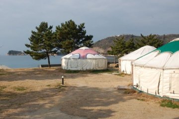 <p>Mongolian yurt village</p>