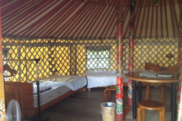 <p>The interior of the yurt; artwork in its own right</p>