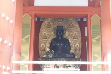 <p>Le temple abrite plusieurs triades de Bouddhas, la triade Yakushi dans le b&acirc;timent principal, et la triade Mytreya dans le b&acirc;timent Daikodo &nbsp;</p>