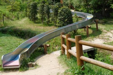 the long slide down at Utsukushi Mori, Setouchi City, Okayama