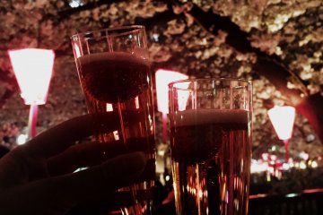 <p>The mandatory glass of champagne with a strawberry in it</p>
