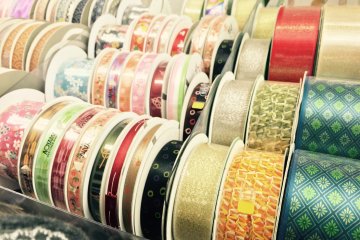 <p>Ribbons in many patterns and colors are displayed.</p>