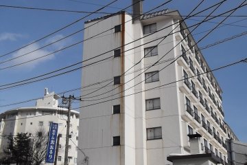 <p>The hotel seen from the road up the hill</p>