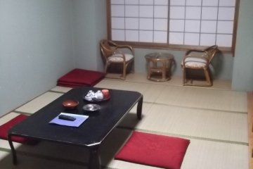 <p>My room seen from the door, with its little table and chairs by the window</p>
