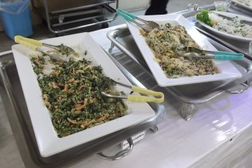 <p>Veggies and noodles on the dinner buffet</p>
