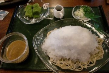 Ice atop local soba 'buckwheat' noodles