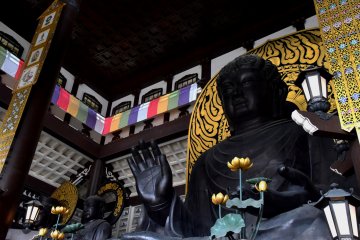 <p>Looking up at a 17 meter high Echizen Daibutsu, which is about 2 meter higher than a Big Buddha of Todai-ji Temple in Nara and is Japan's highest Buddha statue in a sitting position.</p>