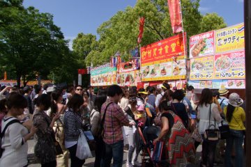 <p>Lined up to eat</p>