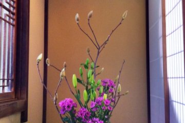 Floral arrangement on the stairs