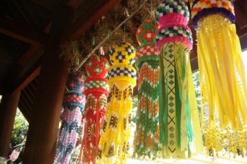 The shrine is all decked out for the festival