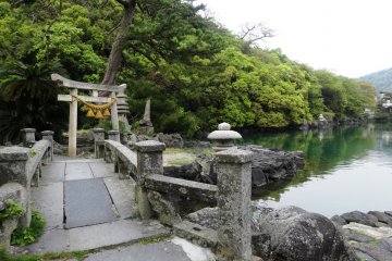 <p>A walking path extends around part of the pond</p>