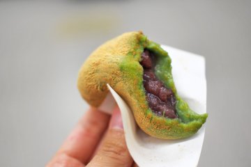 Sweet read bean paste stuffed inside the chewy mochi