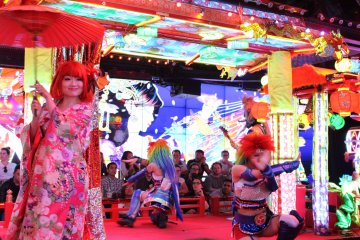 <p>Dancer costumes change throughout the night and range from kimono to street styles</p>