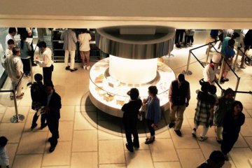Inside the Baumkuchen factory. It was so busy.