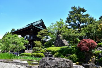 <p>Japanese garden of Shougenji Temple under the blue sky of May</p>