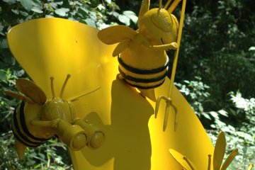 <p>Playful art can be found throughout the forest park.</p>