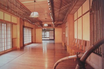 <p>The view down the dancehall from the Beethoven room</p>