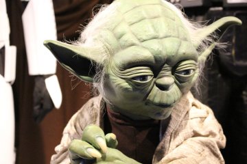 <p>Model of Yoda and his (replica) costume&nbsp;&copy; &amp; TM Lucasfilm Ltd.</p>