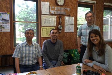 <p>Inside "Watashi-no-inaka" Yato Workshop with expert guides Mr. Kaneoya (left) and Mr. Yoden (right)</p>