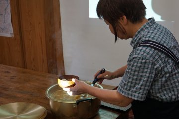 <p>Homemade miso soup is prepared for all participants</p>