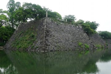 <p>The high stone walls are all that remain of Yatsushiro Castle</p>