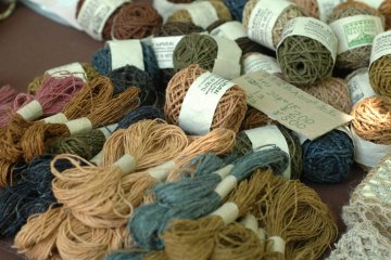 <p>Yarn made from natural fibers and dyes make a colorful spread.&nbsp;</p>