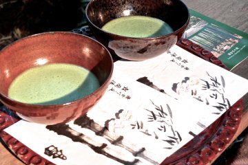 <p>The green matcha tea service&nbsp;at Hokokuji Temple, Kamakura</p>