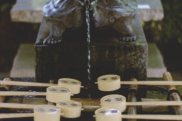 <p>The turtle-headed fountain where you cleanse your hands and mouth before entering</p>