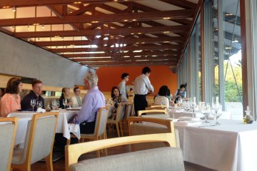 The wooden beams, cathedral ceilings and the glorious reflection of the sunlight over the water lifts the spirits.