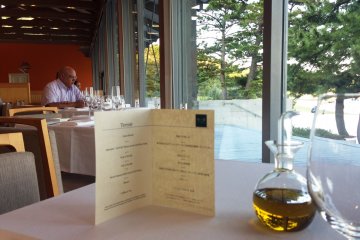 The exquisite and artistic glasses of olive oil bottles nature's gold from Shodoshima.