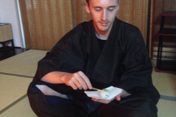 <p>About to eat one of the sweets to reflect on the elegant seasonal changes in Japan</p>