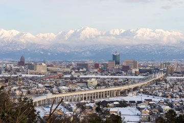 <p>View of Tateyama in winter from nearby Toyama City</p>