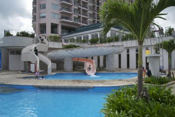 The waterslide is a lot of fun!