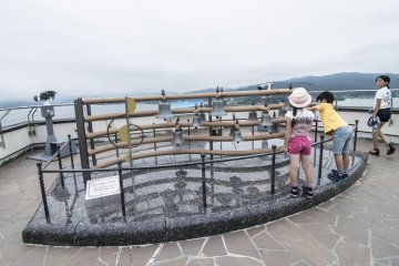<p>Up on the observation deck, this carillon chimes every hour, on the hour. Thanks to these inquisitive children, I also found out that each individual bell actually sounds when physically rung.</p>