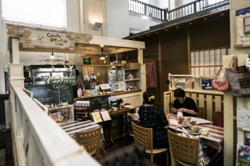 <p>Cafe CoVar in the main building. It really shouldn't be surprising to find ladies doing some handiwork while enjoying their refreshments.</p>