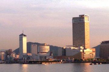 Takamatsu city glowing in the late afternoon.