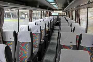 <p>Inside the seats are comfortable and the bus is clean</p>