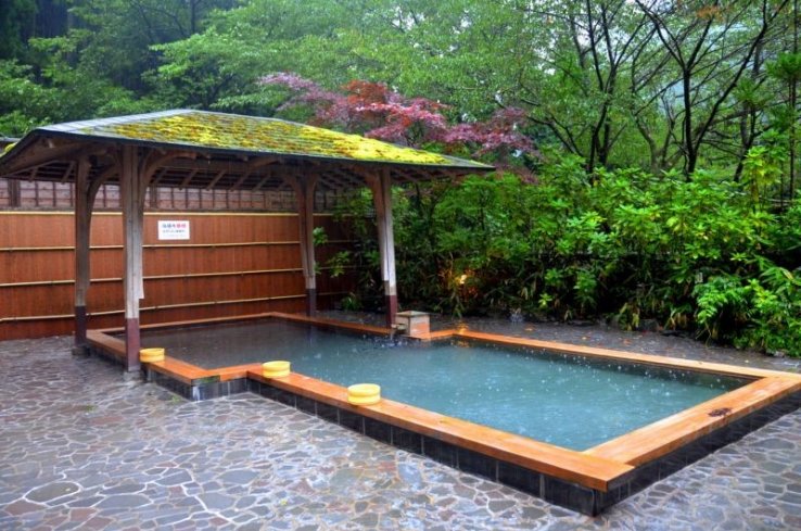 Relax while being surrounded by nature in a roten-buro (outdoor bath)
