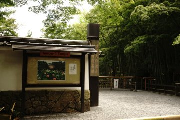 <p>Gerbang Utama Tenrryuji Temple letaknya sejalan dengan hutan bambu</p>