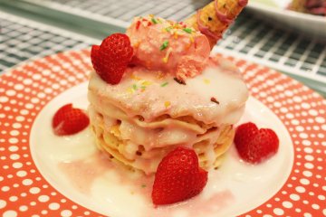 'Melody Pancakes' with 'pink sweet-hearts' &nbsp;