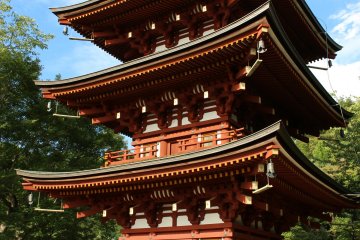 <p>Okadera's original 3-storey pagoda was knocked over by a typhoon in 1492. The present day structure was rebuilt in 1986</p>