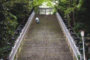 <p>The steps of success leading to the Atago Jinja Shrine</p>